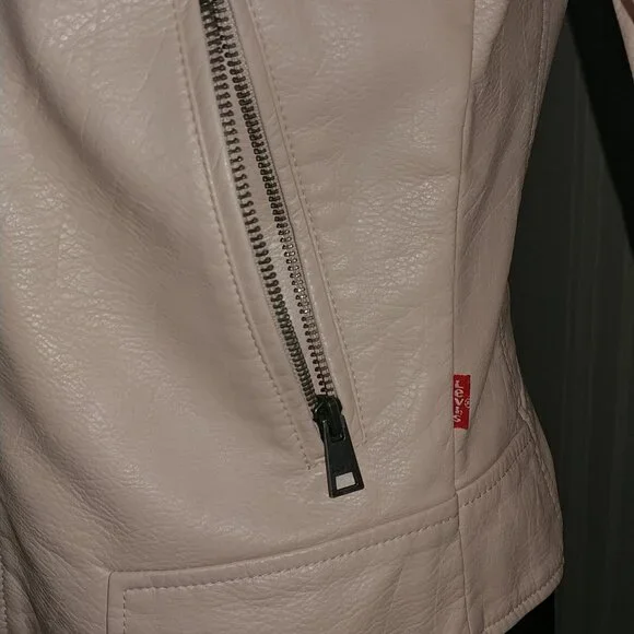 Levi's: Pink Faux Leather Moto Jacket W/Knit Hood - Women's Size Small - NWOT - Picture 5 of 11